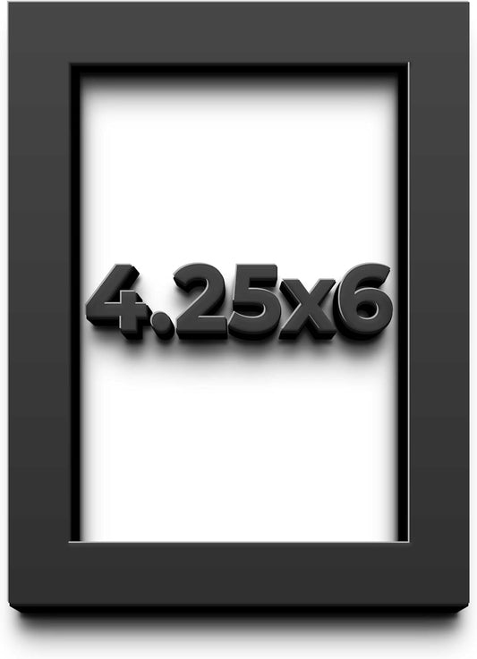 4.25x6 Shadow Box Black Solid Wood Display Frame with White Acid-Free Backing UV Acrylic & Hanging Hardware - with 3/4" Usable Depth