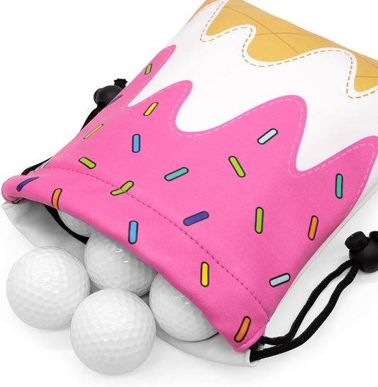 Golf Valuables Pouch, Leather Golf Tee Pouch with Drawstring Closure Golf Ball Tee Handbag Portable Golf Accessories