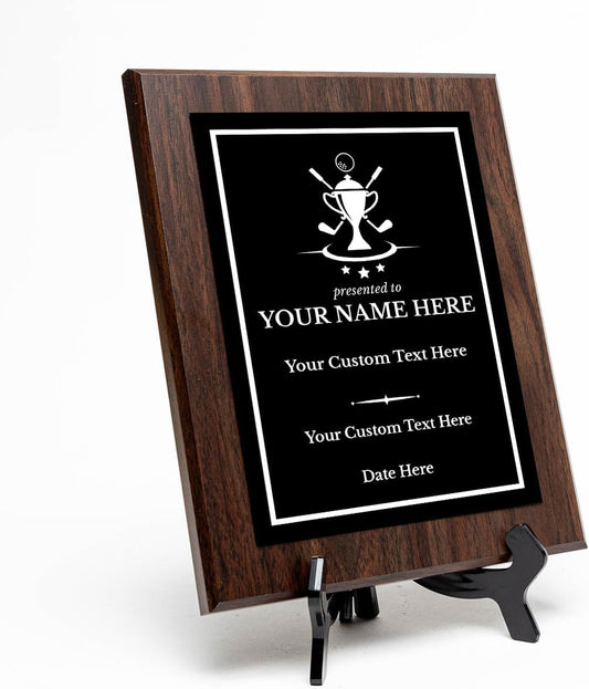 Golf Customizable Wooden Award Plaque | Easel Mount Option | Achievement and Recognition Personalizable Plaques