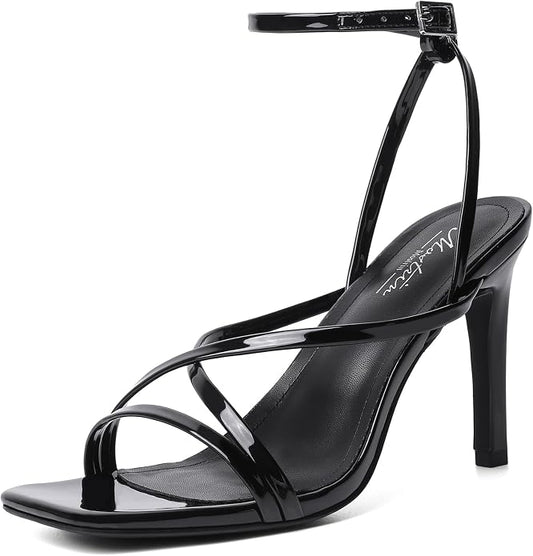 Mostrin Strappy Heels for Women Square Open Toe Lace Up Heeled Sandals Ankle by Mostrin