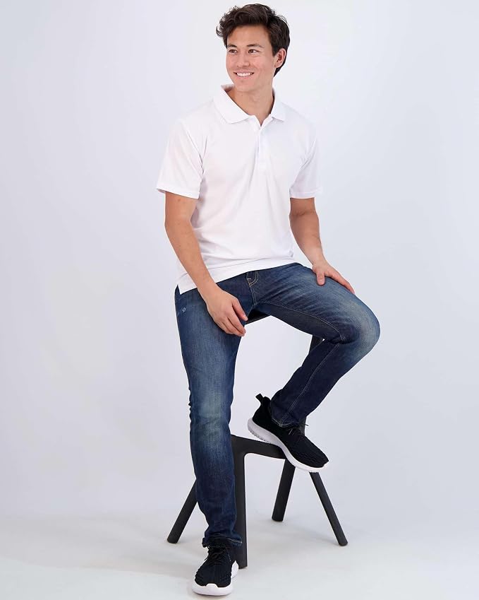 Real Essentials 3 Pack: Men's Quick-Dry Short Sleeve Athletic Performance Polo - Image 5