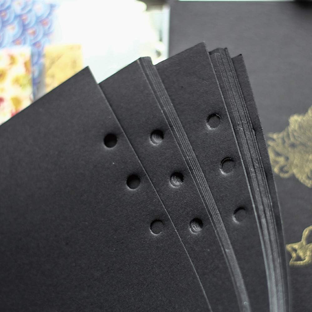 Harphia A7 Planner Refill Pocket Planner Refills 6 Ring Binder Refill Blank Paper, A7 Agenda Refill 40 Sheets 100gsm Black Plain Paper-A7 3.23'' x 4.92'',