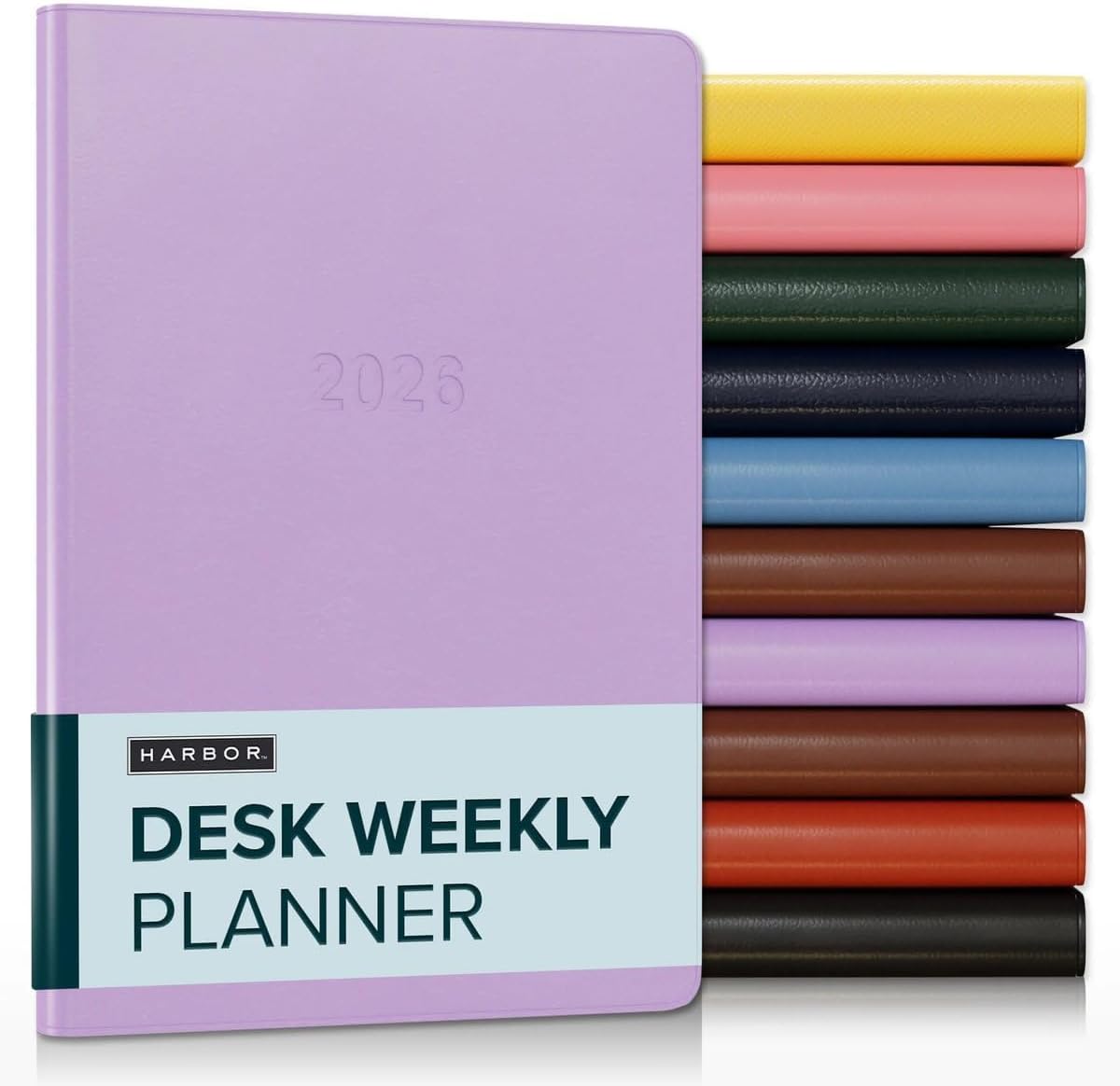 Harbor Desk Weekly Monthly Planner 2025-2026 - Calendar Planner and Notebook, Durable Faux Leather, 192 Pages, Softcover & Book Bound - Cambridge Lavender - 8x5.5"