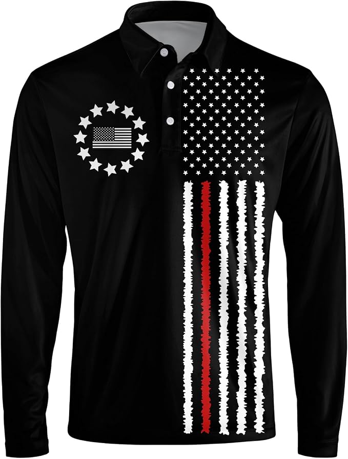 Men's Long Sleeve Golf Shirt Quick Dry 3 Button Work Fishing Outdoor Casual - Image 3