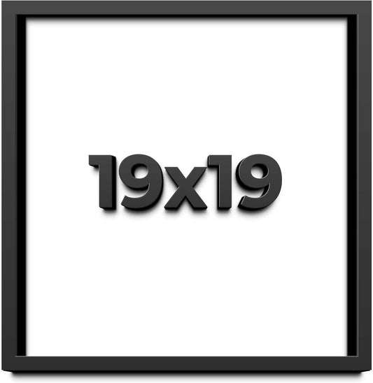 19x19 Shadow Box Black Solid Wood Display Frame with White Acid-Free Backing UV Acrylic & Hanging Hardware - with 3/4" Usable Depth