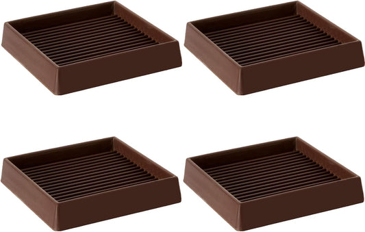 5X5 Rubber Caster Cups, Non Slip Furniture Pads, Anti-Slip Gripper, Anti Skid Furniture Feet, Anti Slide Floor Protector for Bed Couch Stoppers - 4 Pack Brown