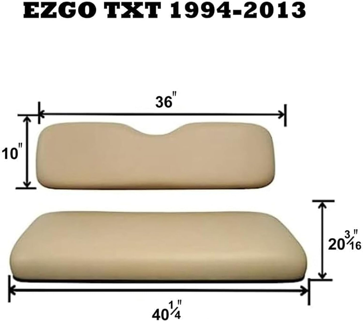 Huskey Parts Company Golf Cart Seat Cushion Set for Front Seat Lean Back & Bottom, Black/Blue Color for EZGO TXT/Medalist1994-2013, Golf Cart Front Seat Replacement with Mounting Hardware & Hinges