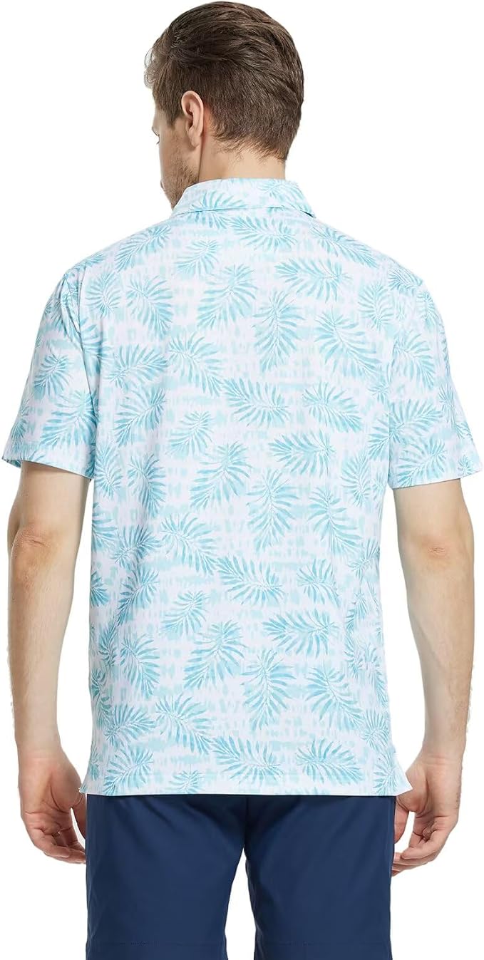 M MAELREG Mens Golf Shirt Short Sleeve Dry Fit Print Moisture Wicking - Image 4