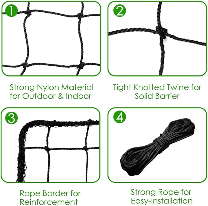 Baseball Softball Backstop Nets, Heavy Duty Sports Netting Barrier #18 Baseball - Image 3