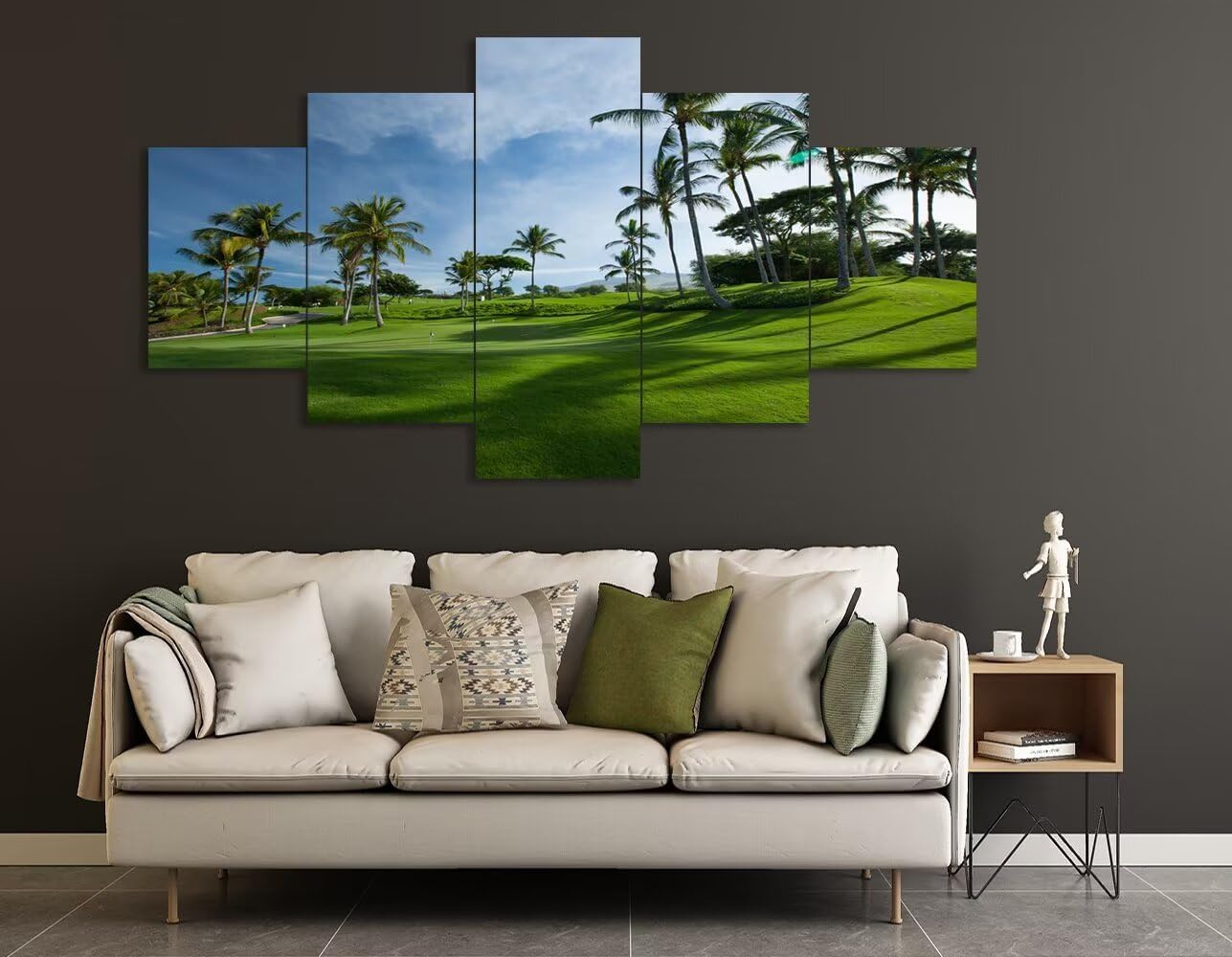 Hawaiian Golf Courses Canvas Wall Art for Office Living Room Bedroom Bathroom Home Decorations Hawaii Maui Island Pictures Posters Framed Artwork Ready to Hang(50''W x 24''H)