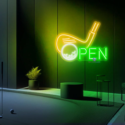 Golf Neon Sign (LARGE - 30x23'') Golf Open Led Sign Golf Led Light Personalized Golf Golf Wall Art Custom Golf Neon Sign Golf Wall Decors Golf Open Gifts (30x23"), Green