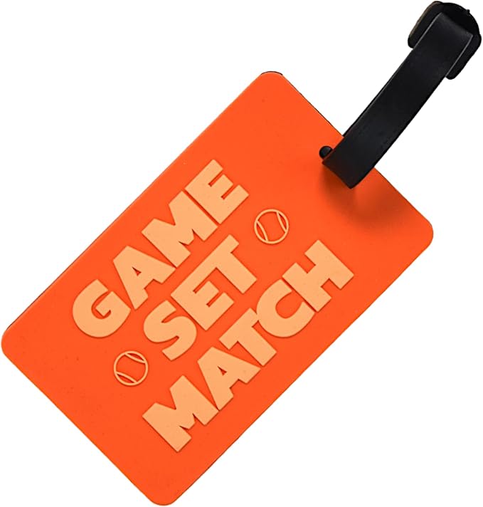 Tennis Bag Tag – Game Set Match Orange, Silicone Luggage Tag by RacquetInc