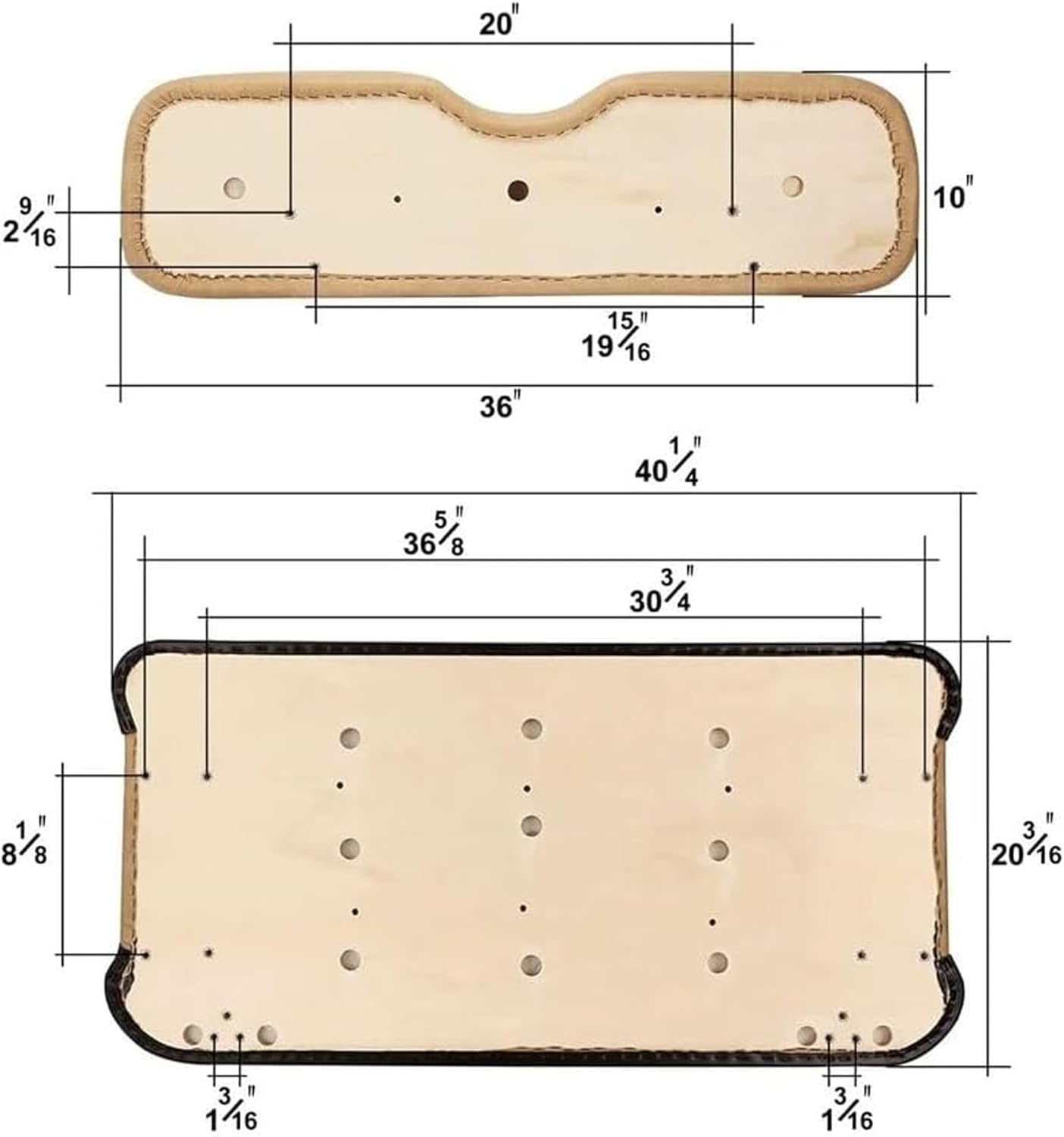 Huskey Parts Company Golf Cart Seat Cushion Set for Front Seat Lean Back & Bottom, Black/Blue Color for EZGO TXT/Medalist1994-2013, Golf Cart Front Seat Replacement with Mounting Hardware & Hinges