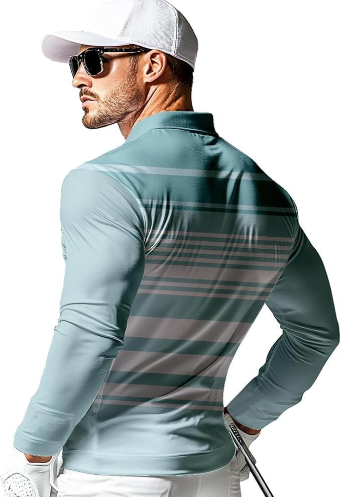 Men's Long Sleeve Golf Shirt Quick Dry 3 Button Work Fishing Outdoor Casual - Image 2