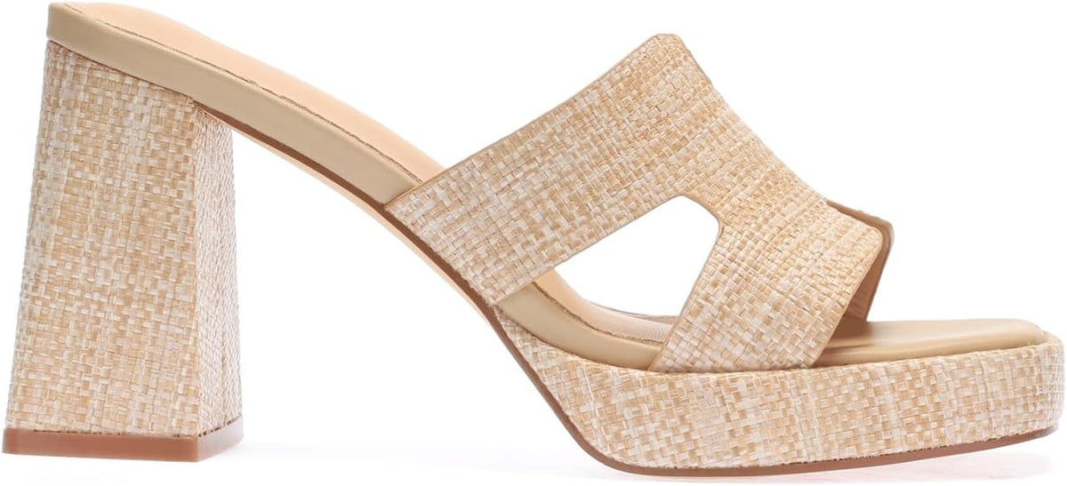 Monrovia Womens Sandals Heels for Women Slide On Block Chunky Platform High - Image 4