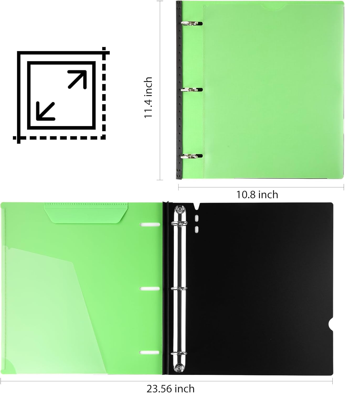 1 Inch Telescoping 3 Ring Binder-12PCS, Flexible Binder with Customized Front Cover, Holds 225 Sheets, School Office Supplies, 4 Colors