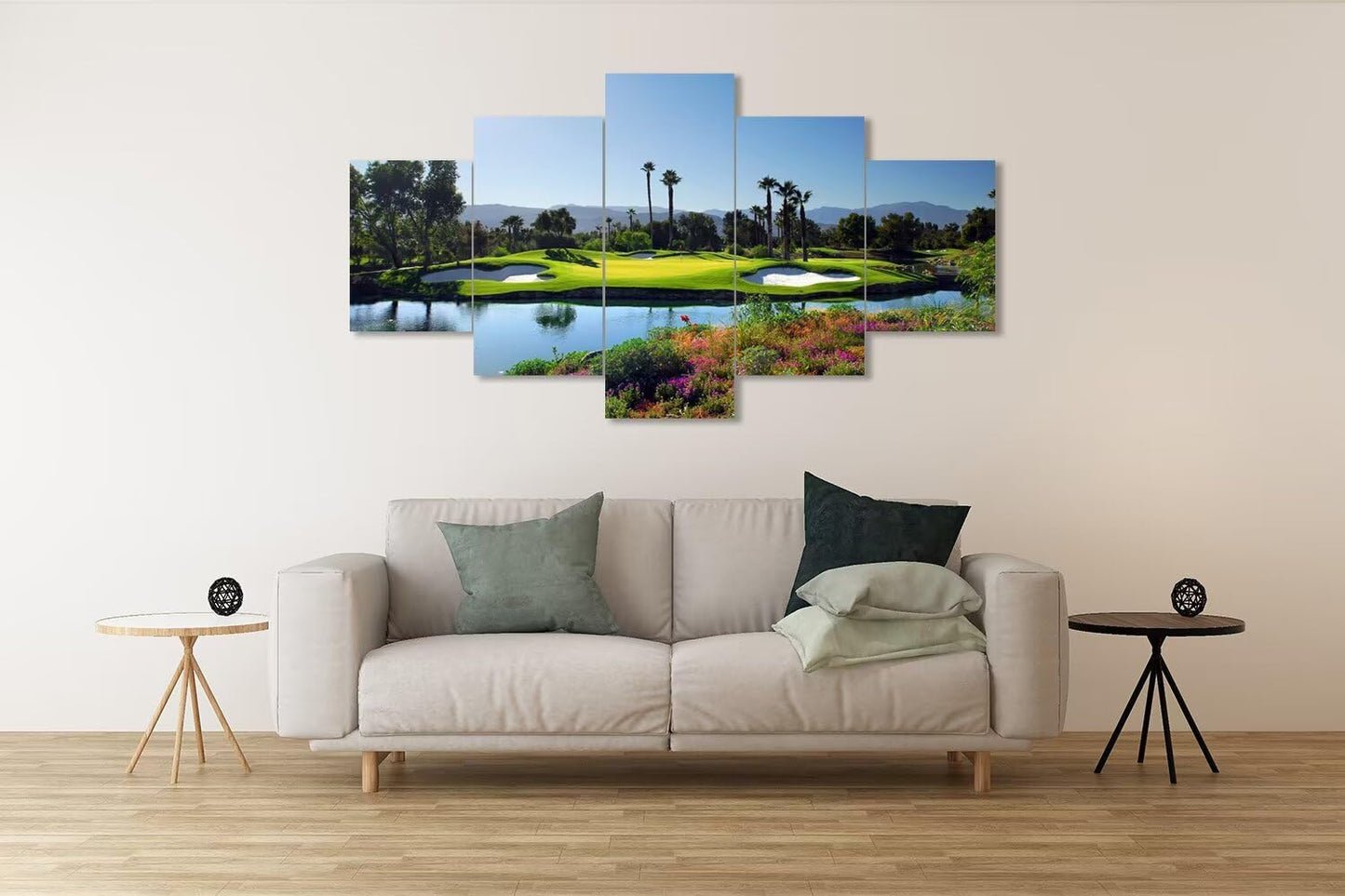Indian Wells Golf Course Wall Art for Living Room Bedroom Bathroom Home Decorations Golf Course Pictures Posters Canvas Prints Modern Framed Artwork Ready to Hang(60''W x 40''H)