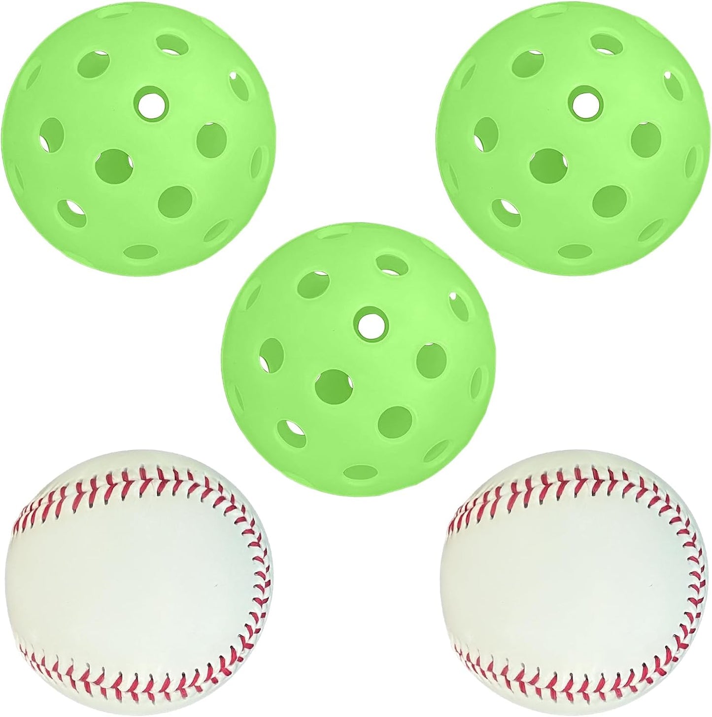2 Pcs Super Bright Glow in The Dark Baseball with 3 Pcs Plastic Glow in The Dark Baseballs, for Youth and Adult Baseball Players Training in The Night