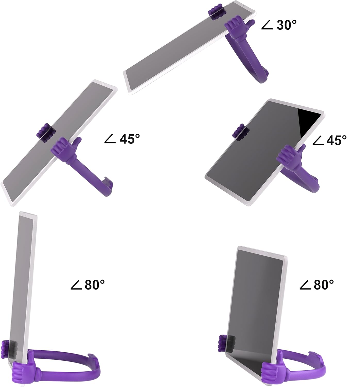 Honsky Thumbs Up 2 Pack Tablet Stands, Compatible with iPad, Samsung Galaxy, iPhone Pro Max, Universal Cute, Purple/Green