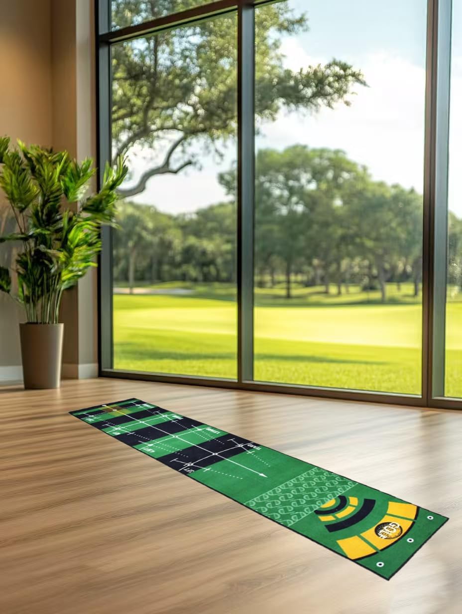 1 Piece Golf Putting Practice mat, Size is 19.69 inches x 116 inches, Portable Washable Non-Slip Folding Putting mat, Suitable for Home, Office, Outdoor use, Party Team Building Activities.
