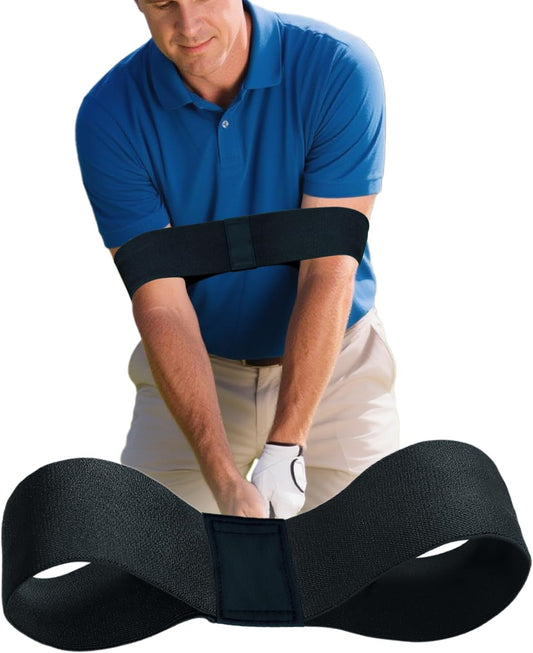 Golf Swing Band, Golf Arm Band Training Aid - Adjustable Golf Connection Band for Swing Plane & Muscle Memory, Golf Swing Training Aid for Driving Range and Final Putt Practice