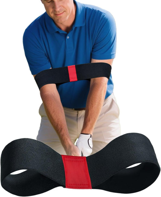 Golf Swing Band, Golf Arm Band Training Aid - Adjustable Golf Connection Band for Swing Plane & Muscle Memory, Golf Swing Training Aid for Driving Range and Final Putt Practice