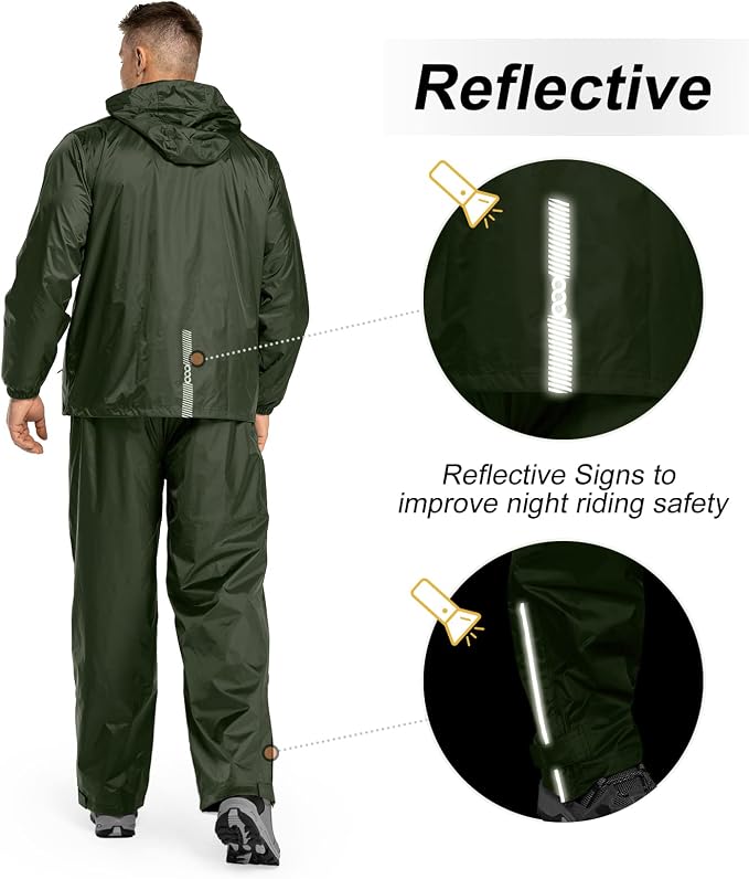 33, 000ft Men's Rain Suit Packable Waterproof Lightweight Rain Gear - Image 5