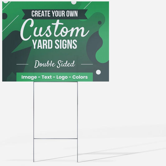 30x18" Double Sided Customizable Outdoor Yard Sign made from Corrugated Plastic with Metal "H" Stake, Easy to Design, Sign for Business, Garage or Yard Sale, Home, Office, (30" x 18")
