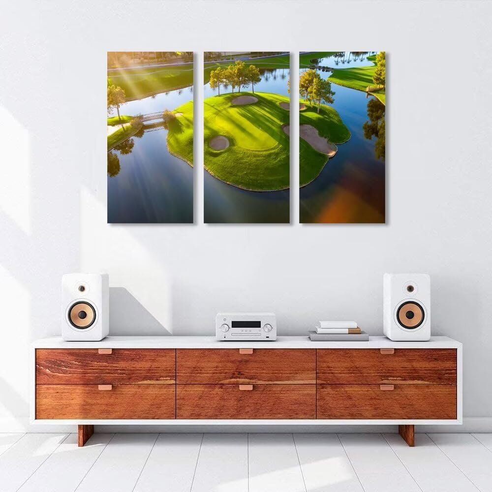 Island Golg Hole in Arizona Golf Course Wall Art for Living Room Bedroom Bathroom Home Decoraitons Golf Course Pictures Posters Framed Artwork Canvas Prints Ready to Hang(14''W x 28''H x3)