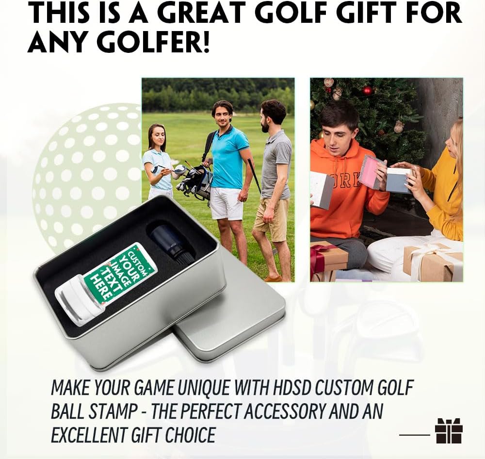 HDSD Custom Golf Ball Stamp with Personalized Case Cover Golf Ball Marker Motif for Golfers Accessories,Includes Long Lasting Ink Bottle