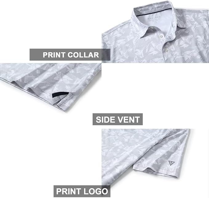 Golf Shirts for Men Dry Fit Short Sleeve Print Performance Moisture Wicking - Image 4