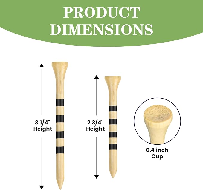 Natrual Wooden Golf Tees 100 Pack Biodegradable Bamboo Golf Tees, More Sturdy - Image 4