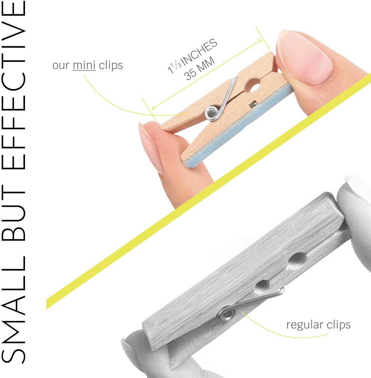 100 Pack Mini Self Adhesive Clips for Pictures - Wood Clip Photo Holders for Wall, Photo Cards Hanging Display Board & Picture Boards, Artwork Photos Holders Hangers Room Decor (Light Wood 100pack)