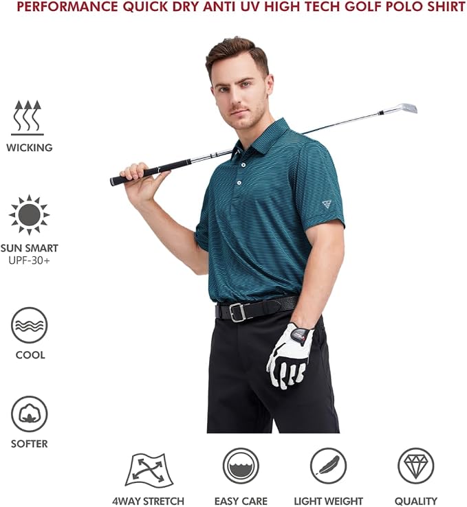 Golf Shirts for Men Dry Fit Short Sleeve Print Performance Moisture Wicking - Image 5