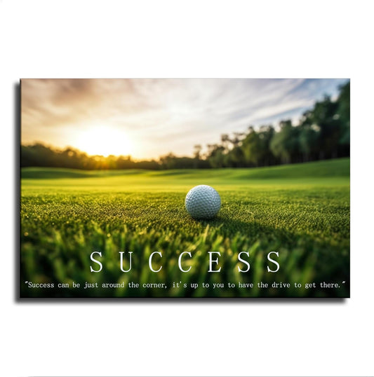 Golf Inspirational Quotes Wall Art Posters Pictures for Gallery Room Aesthetic Living Room Bathroom Bedroom Decor (12×18inch_Framed)