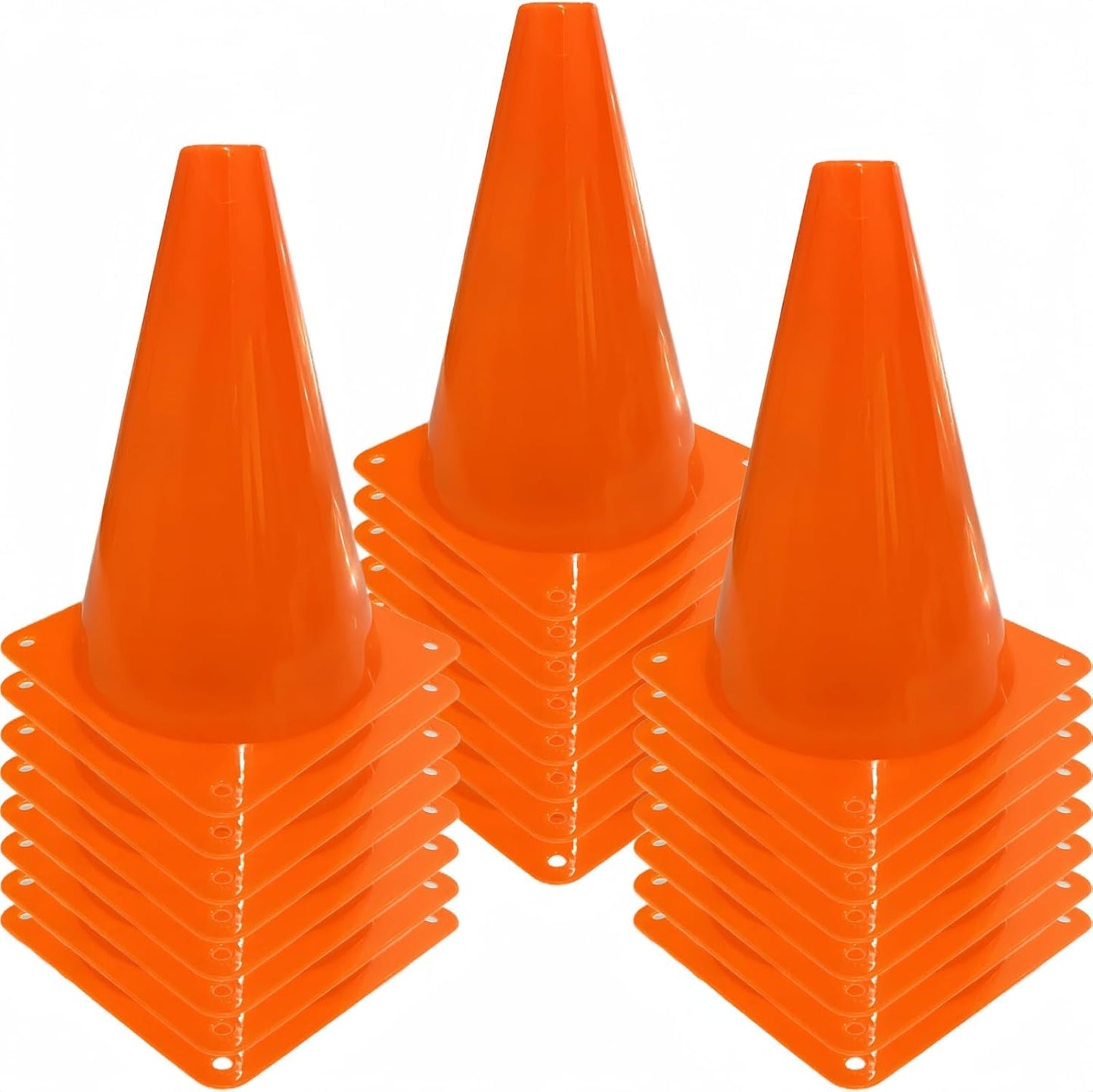 24 Pcs 7 Inch Plastic Traffic Cones, Basketball Football Drills, Skating, Sport Training Agility Markers, Indoor Outdoor Games, Multicolor