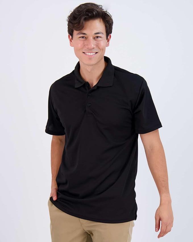 Real Essentials 3 Pack: Men's Quick-Dry Short Sleeve Athletic Performance Polo - Image 2