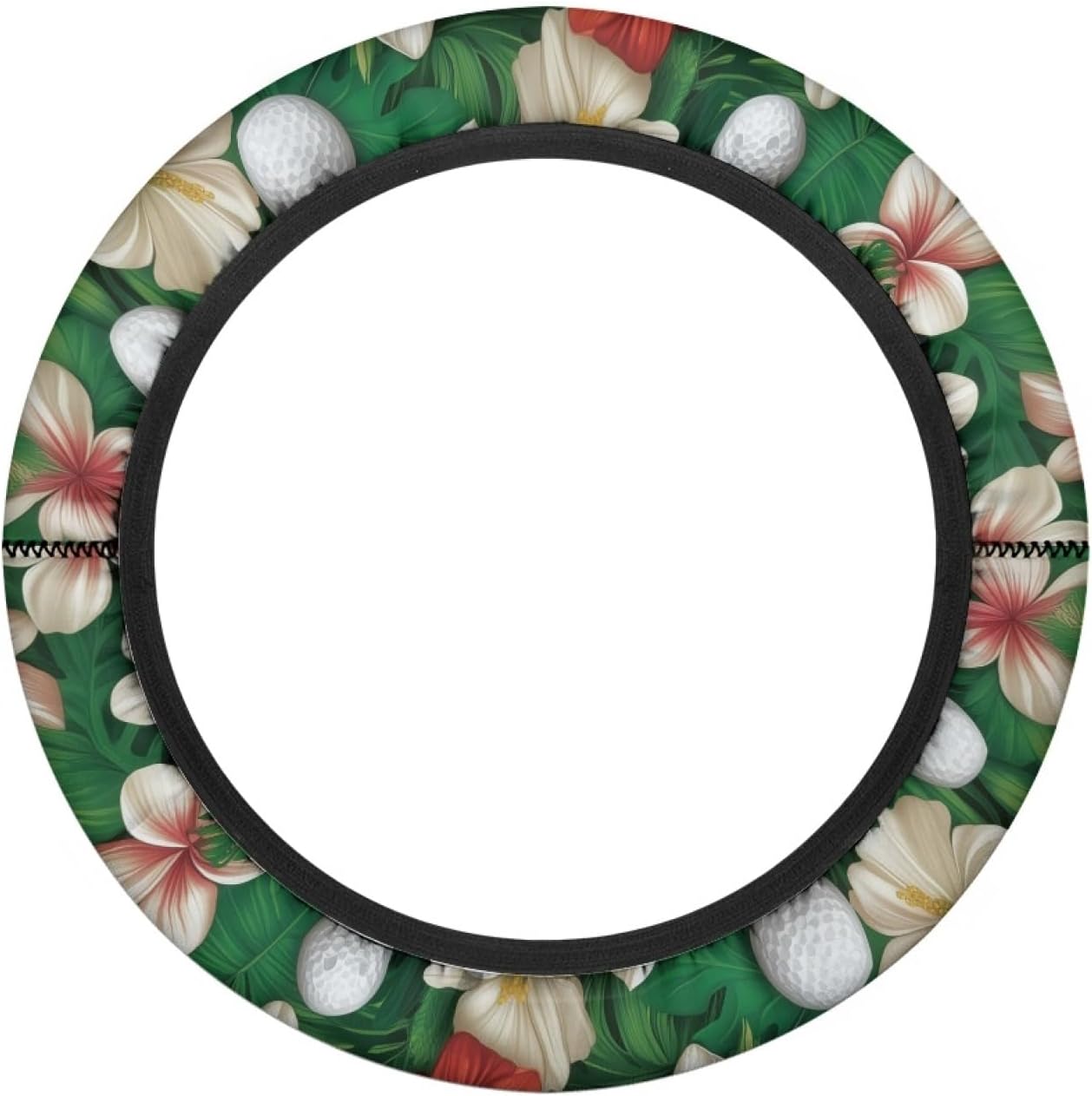 Hibiscus Golf Cart Steering Wheel Cover Golf Ball Golf Cart Steering Wheel Covers for Club Car Universal Fit Boat Steering Wheel Cover Accessories