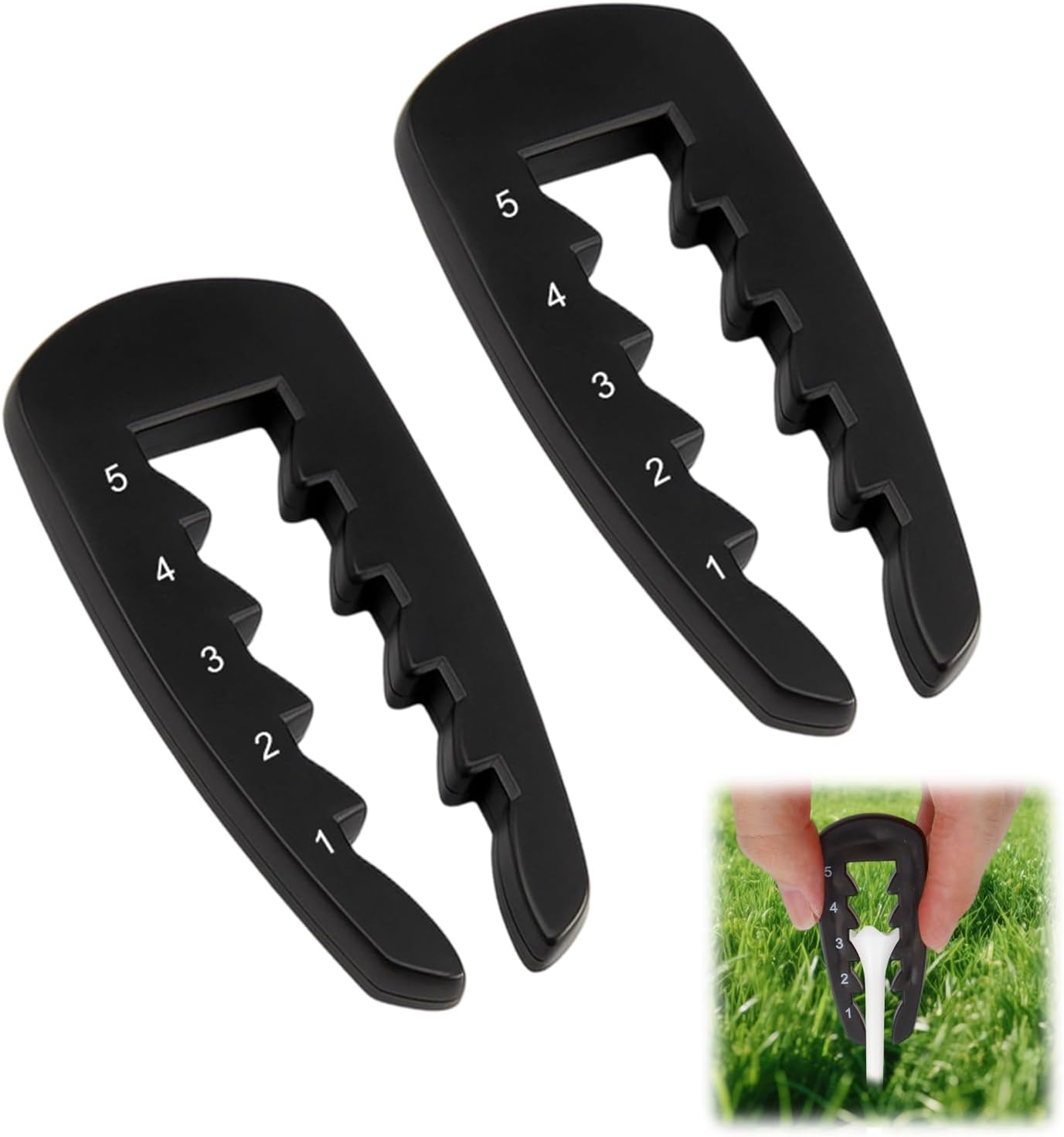 2 Pack Adjustable Golf Tee Height Tool, Outdoor Golf Training Aid Precision Tee Height Setter Elevator Tools for Consistent Swings