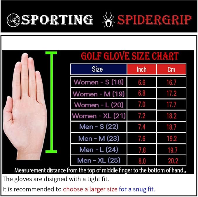 J&S Sporting Spider Grip Nonslip Golf Gloves - Image 7