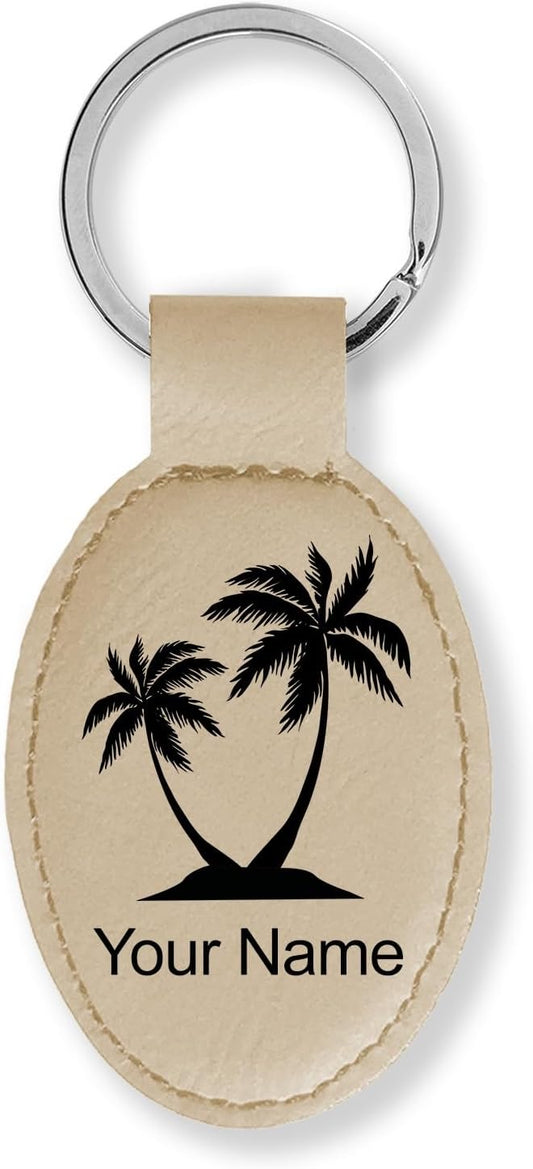LaserGram Oval Keychain, Palm Trees, Personalized Engraving Included by LaserGramCustomEngravedGifts