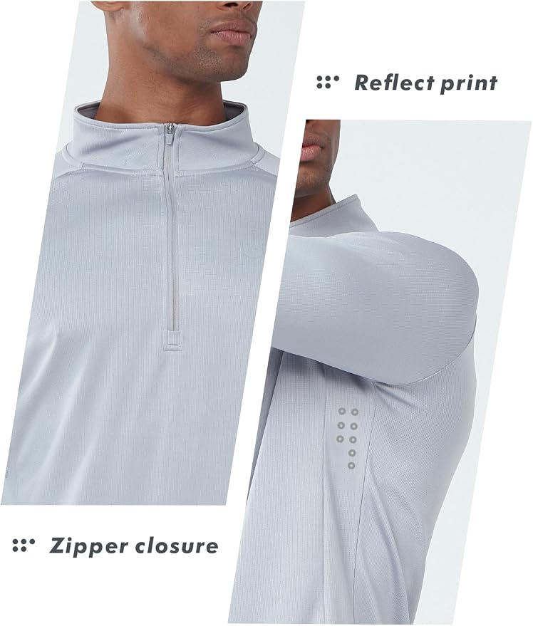 NORTHYARD Quarter Zip Pullover Men Running Shirt Long Sleeve Moisture Wicking - Image 4