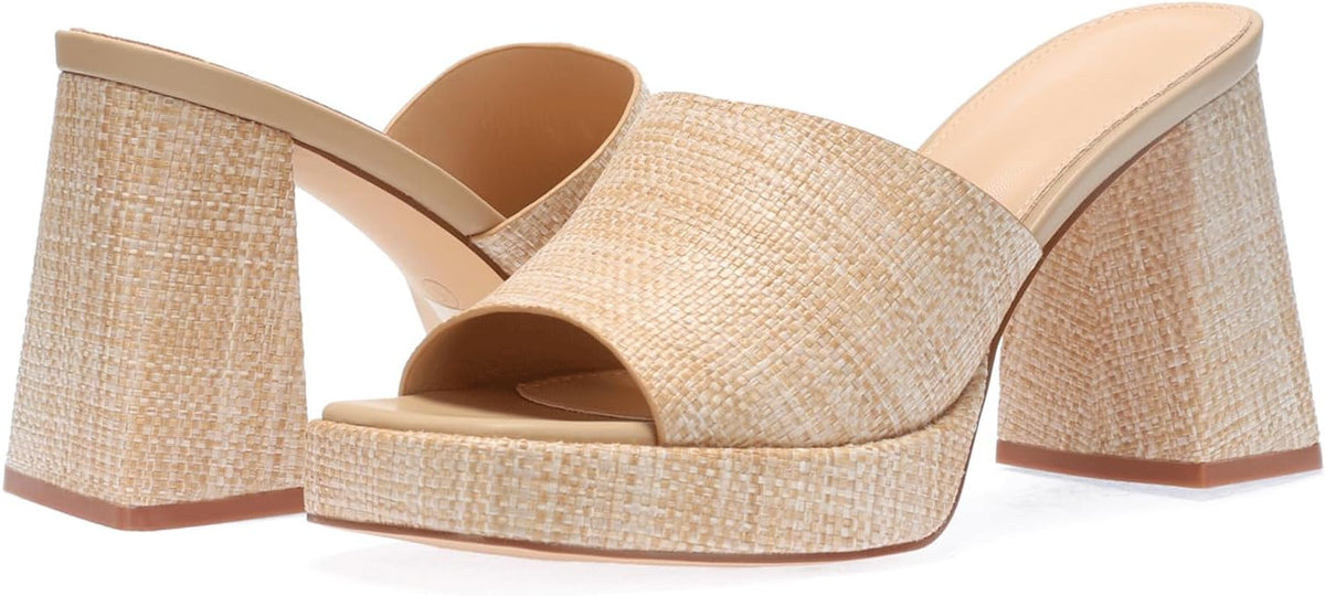 Monrovia Womens Sandals Heels for Women Slide On Block Chunky Platform High - Image 4