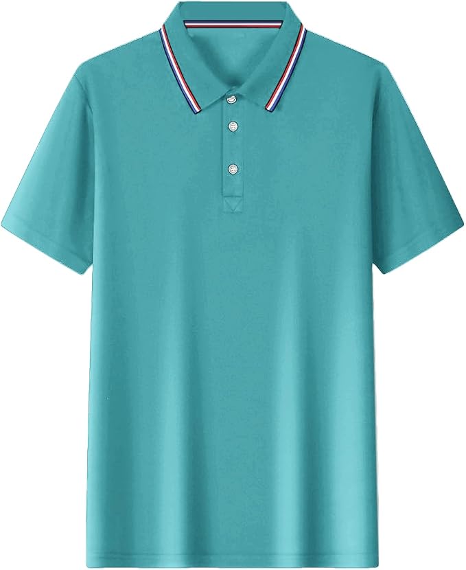 Polo Shirts for Men Dressy Casual Button Collared Golf T Shirt Classic Solid by BIACOLUM