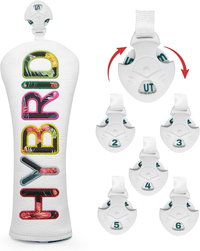 Golf Club Head Covers White for Driver, Fairway Hybrid Woods - Image 3