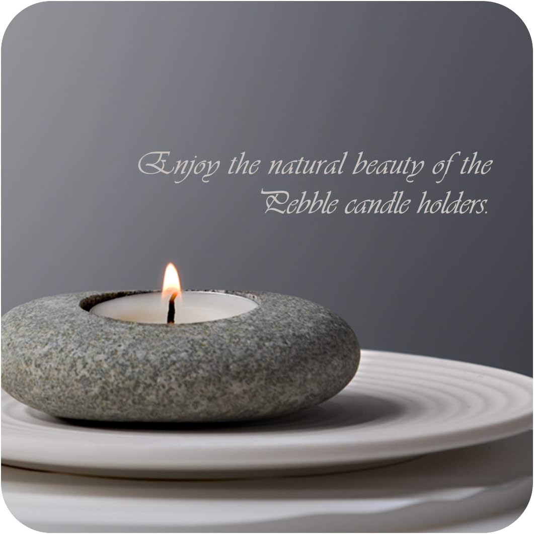 Handmade Pebble Tea Light Candle Holder Handcrafted Tealight Holder for Zen Garden, Altar, Mantle, Desk, Table, Shelf