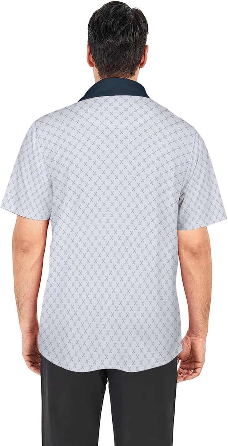 Hodaweisolp Golf Shirts for Men Dry Fit Print Moisture Wicking Performance Short Sleeve Polo Shirt
