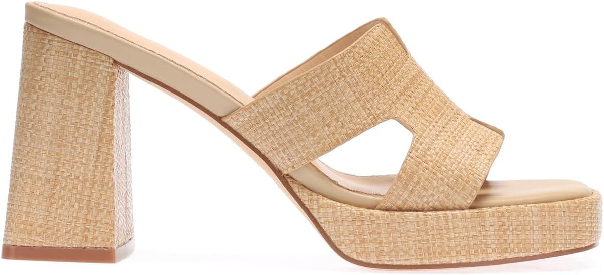 Monrovia Womens Sandals Heels for Women Slide On Block Chunky Platform High - Image 4