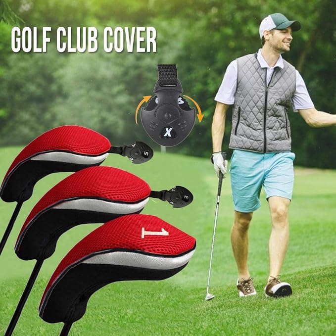 Golf Club Head Covers for Woods and Driver Hybrids Fairway Value Pack - Image 6