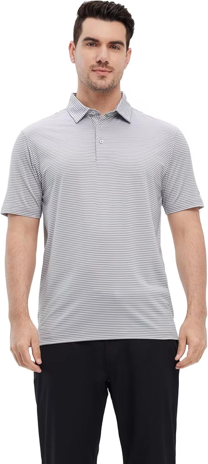 Golf Shirts for Men Dry Fit Short Sleeve Print Performance Moisture Wicking - Image 2